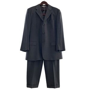 Pronto Uomo Men's 100% Wool Grey Suit Set Jacket 42R Pants 36x29 Made in Italy